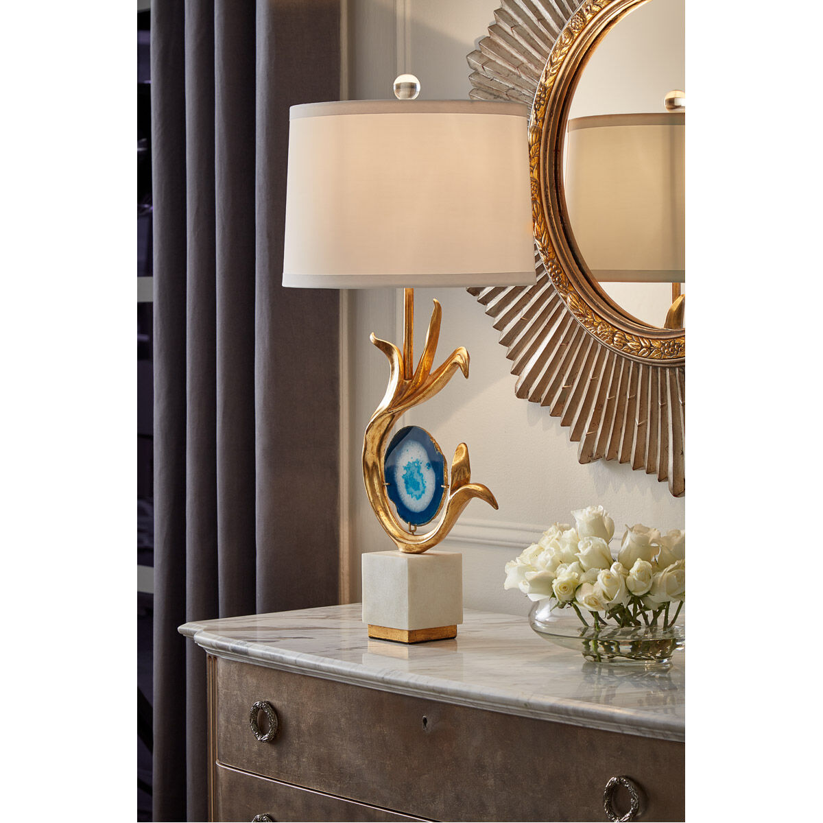 Wildwood 32 inch 100 watt Gold Leaf Table Lamp Portable Light