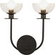 Alora Mood Sylvia 2 Light 12 inch Matte Black Bath Vanity Light Wall Light