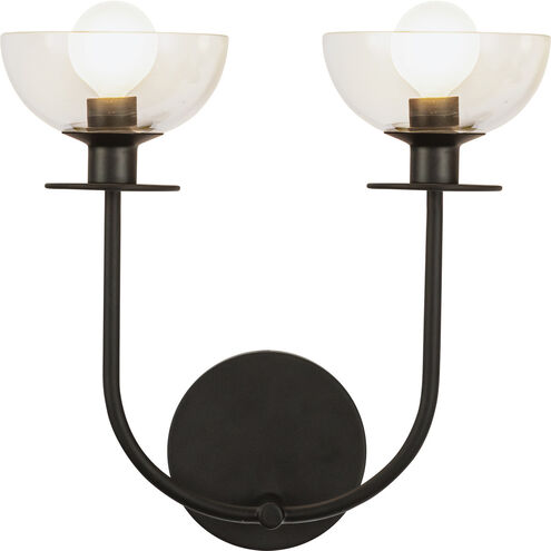 Alora Mood Sylvia 2 Light 12 inch Matte Black Bath Vanity Light Wall Light
