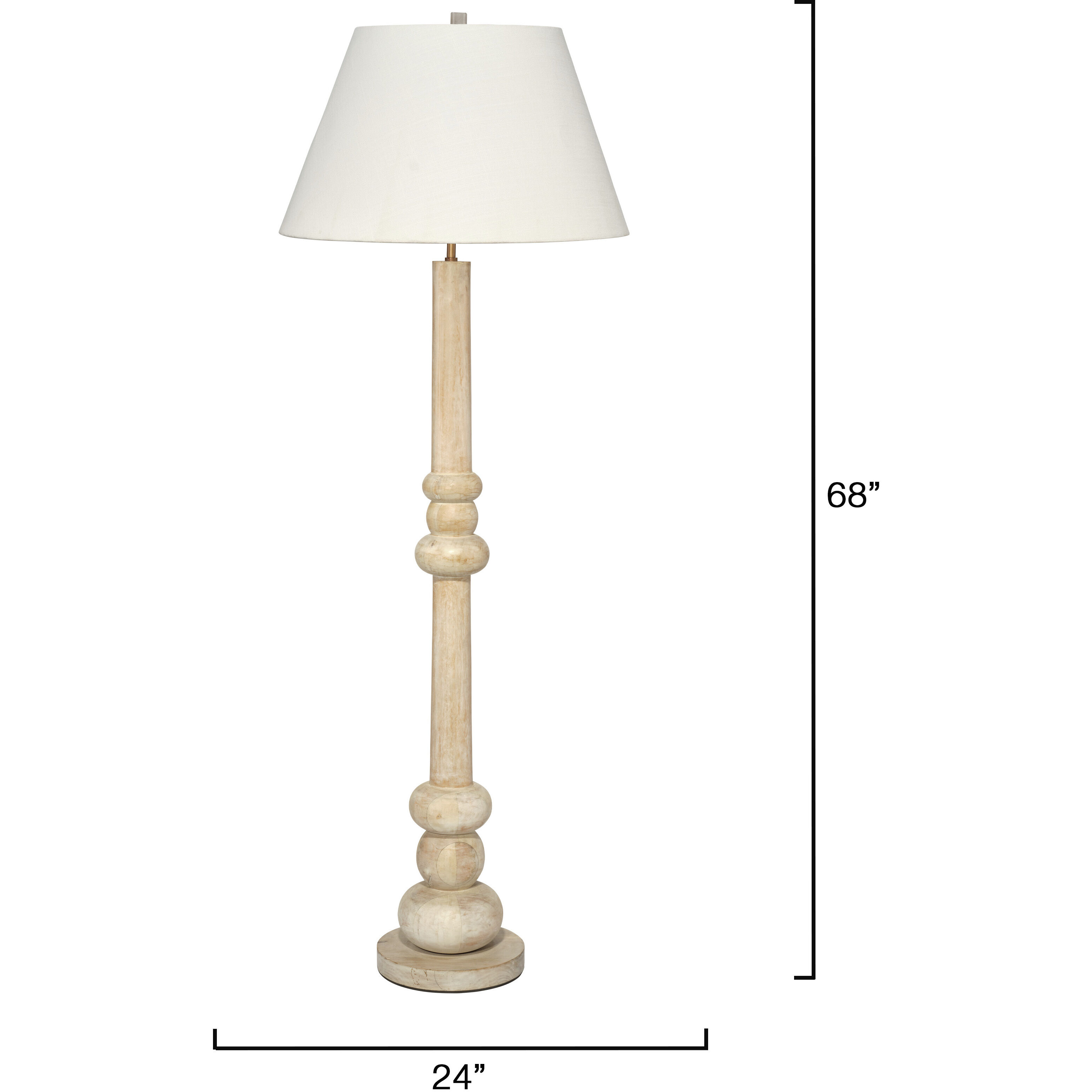 Augustine 68 inch 150 watt White Washed Mango Wood Floor Lamp Portable Light, Inline