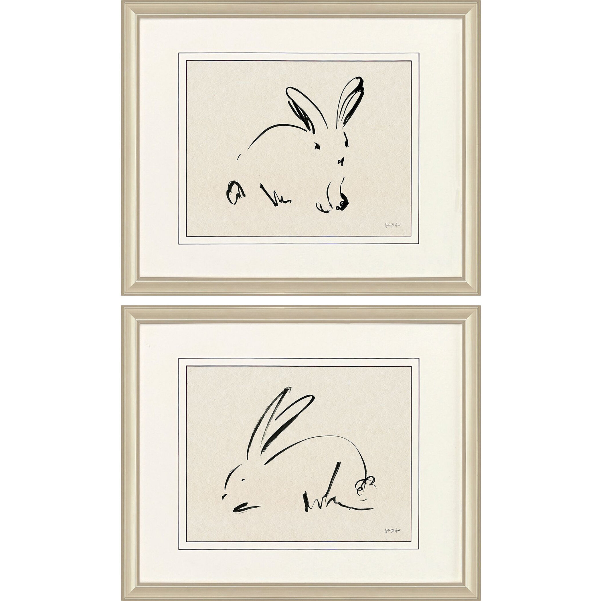 Illustrative Bunny Beige and Black and Neutral Framed Art, Propac