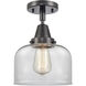 Franklin Restoration X-Large Bell LED 12 inch Matte Black Flush Mount Ceiling Light in Clear Glass