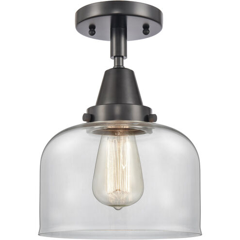 Franklin Restoration X-Large Bell LED 12 inch Matte Black Flush Mount Ceiling Light in Clear Glass