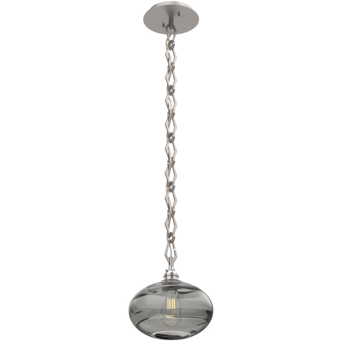 Coppa 1 Light 8 inch Beige Silver Pendant Ceiling Light in Smoke Optic, Diamond Chain
