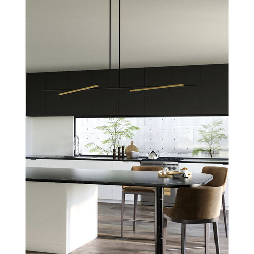 Shift Linear Pendant Ceiling Light in Black and Brushed Gold