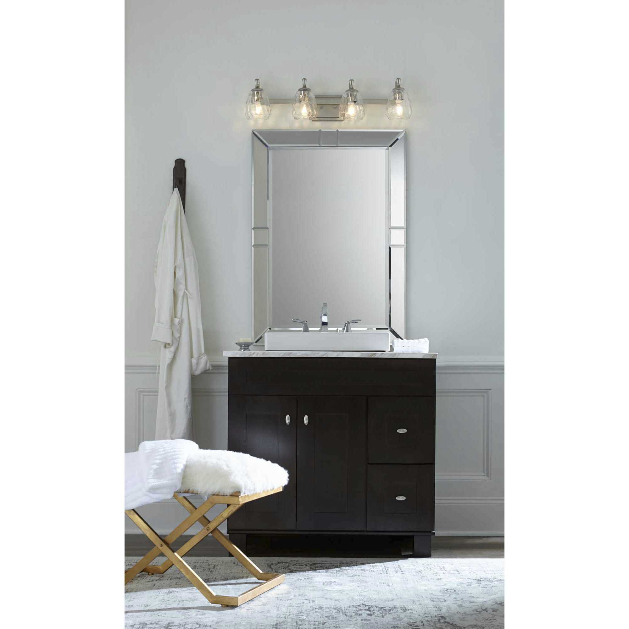 Anjoux 4 Light 32 inch Silver Ridge Bath Vanity Wall Light