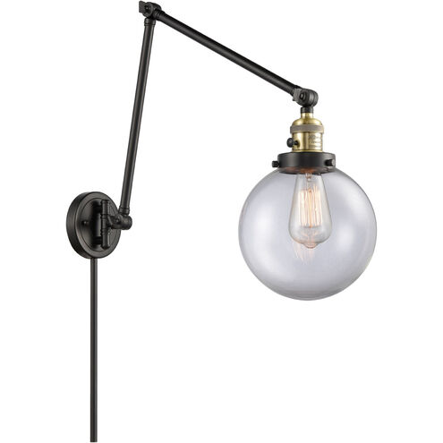 Large Beacon 30 inch 3.50 watt Black Antique Brass Swing Arm Wall Light, Franklin Restoration