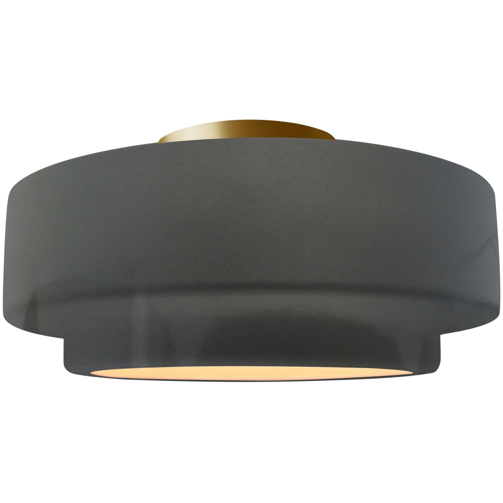 Radiance Collection - Tier LED 12 inch Gloss Grey Semi-Flush Ceiling Light, Form+Finish+Function