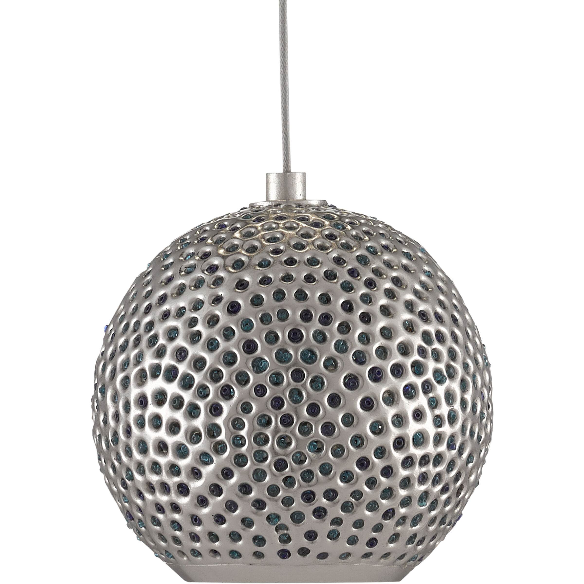 Giro 1 Light 5.5 inch Painted Silver/Nickel/Blue Multi-Drop Pendant Ceiling Light
