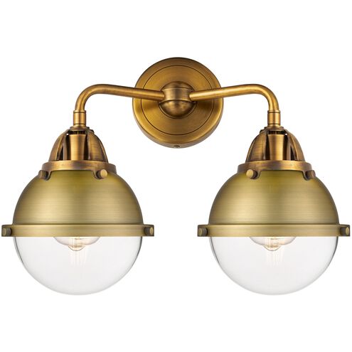 Nouveau 2 Hampden 2 Light 15.25 inch Brushed Brass Bath Vanity Light Wall Light in Clear Glass