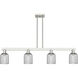 Bridal Veil Island Light Ceiling Light in Brushed Satin Nickel, Light Smoke Glass