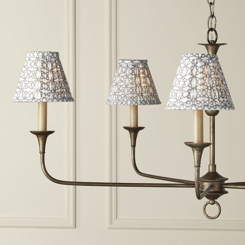 Block Print Natural and Gray Pleated Chandelier Shade