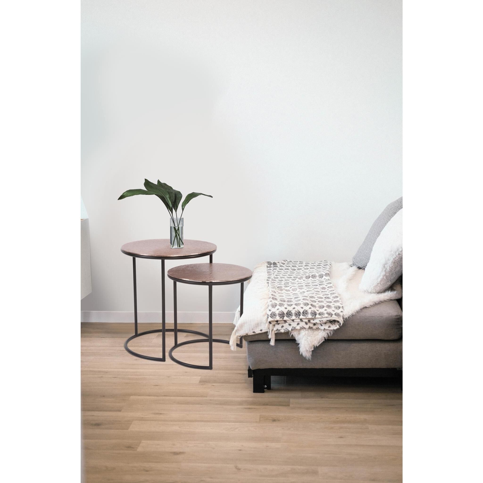 Carter 20.25 X 19 inch Copper/Black Nesting Table Set, Set of 2