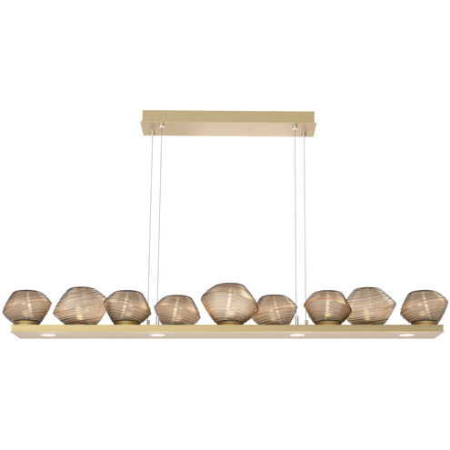 Mesa LED Gilded Brass Linear Pendant Ceiling Light in Bronze, 2700K LED