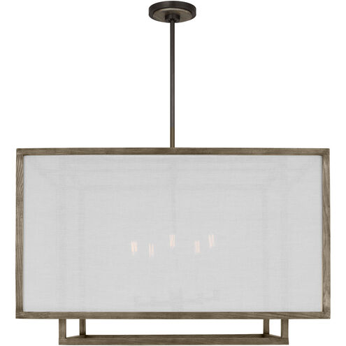 Thom Filicia Brockway 5 Light 32.25 inch Weathered Oak Wood Lantern Pendant Ceiling Light