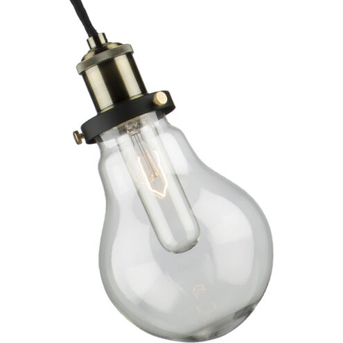 Edison 3 Light 10.5 inch Matte Black and Vintage Brass Down Chandelier Ceiling Light