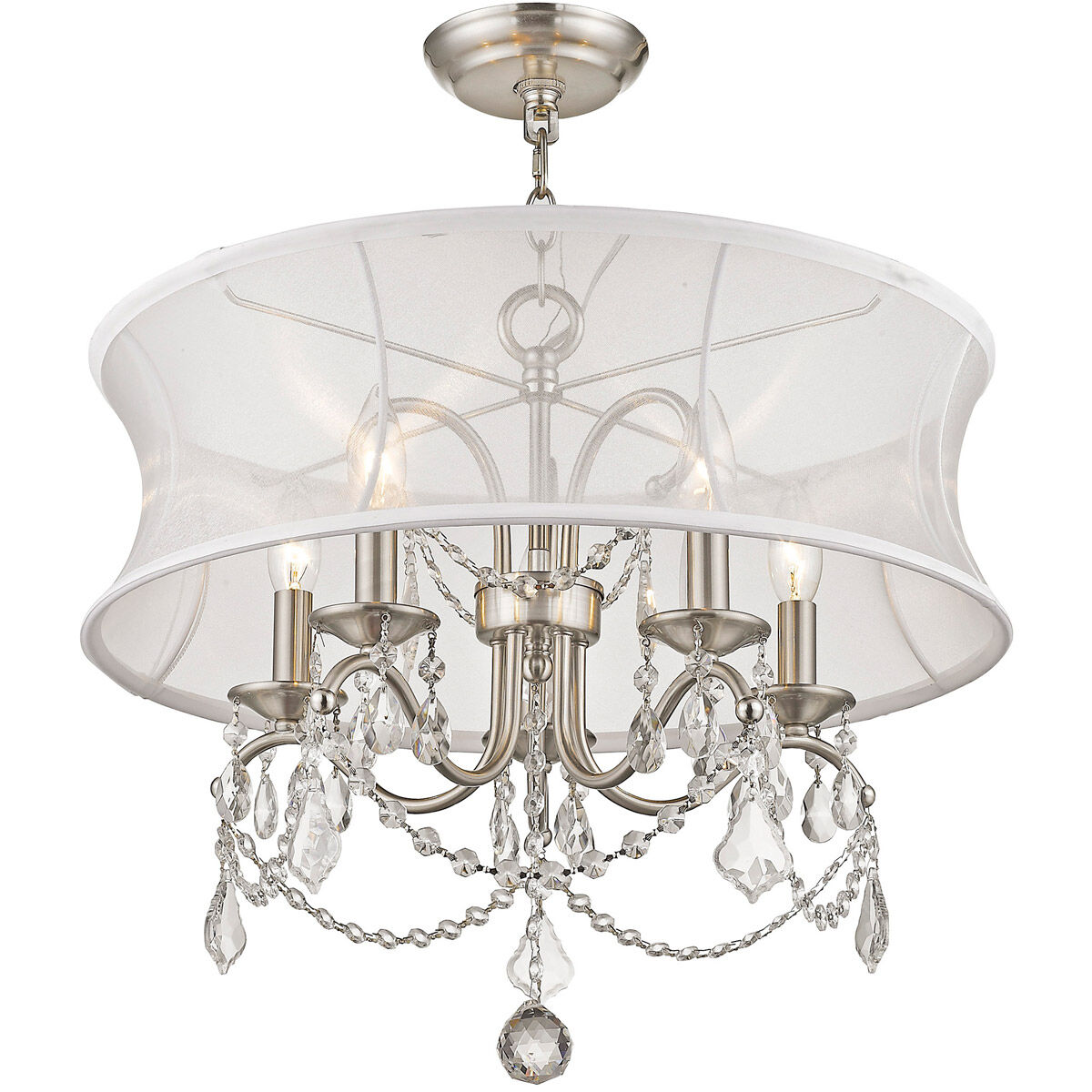 Newcastle 5 Light 20 inch Brushed Nickel Chandelier Ceiling Light