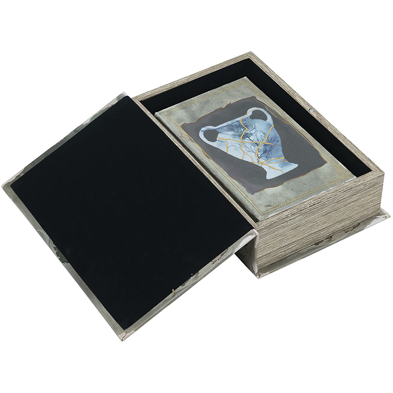 Anita Blue and Gold Book Boxes, Set of 2