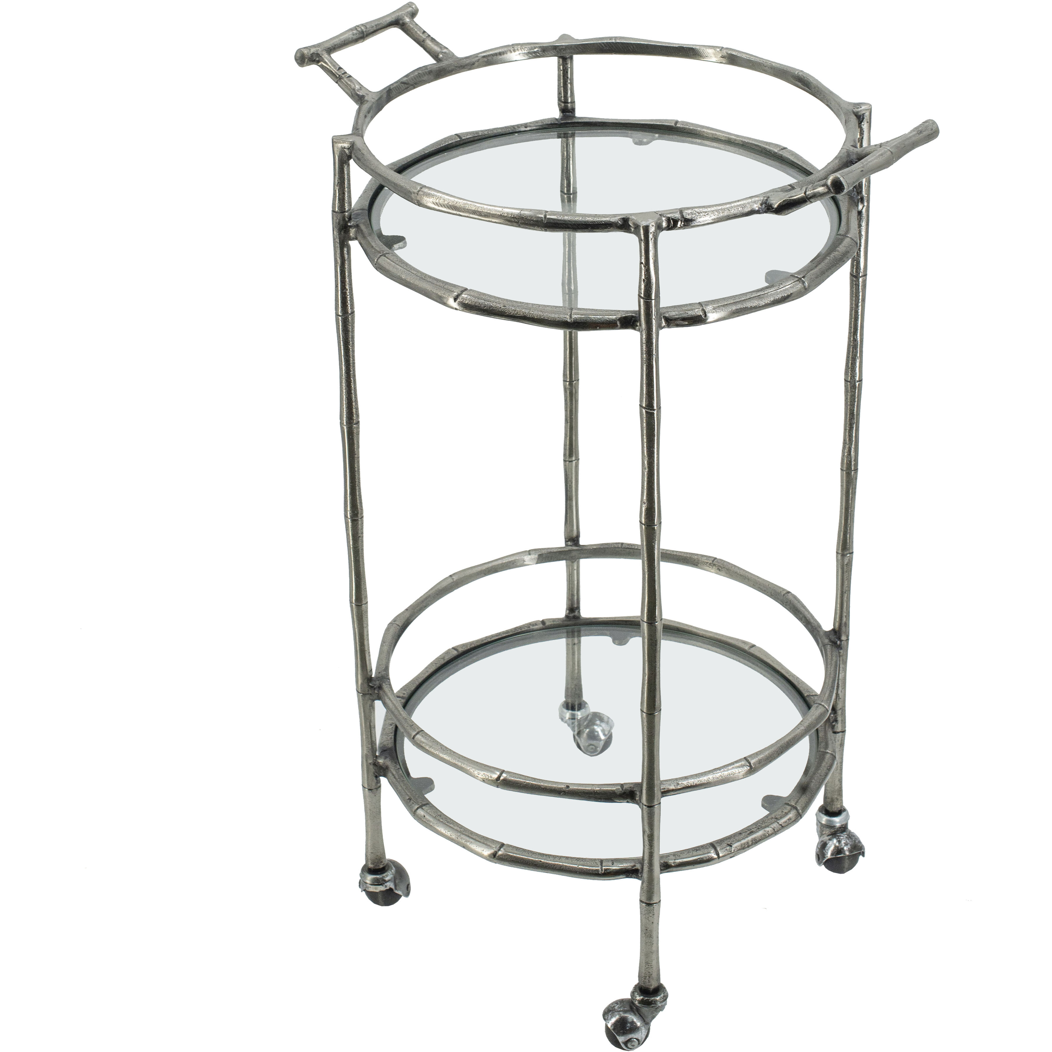 Bamboo Silver Antique Bar Cart