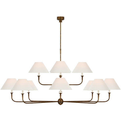 Thomas O'Brien Piaf LED 72 inch Antique Gild Two Tier Chandelier Ceiling Light, Oversized