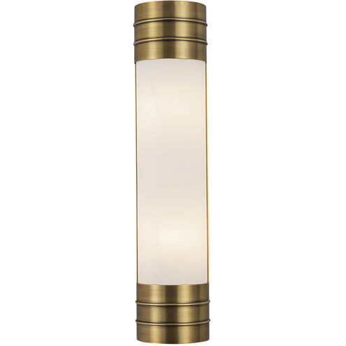 Willard 2 Light 4.38 inch Vintage Brass Bath Vanity Light Wall Light in Opal Glass