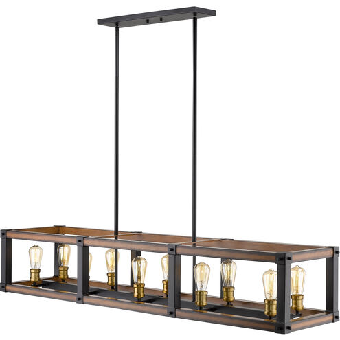 Kirkland 10 Light 56 inch Rustic Mahogany Linear Chandelier Ceiling Light