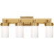 Thomas O'Brien Marais 4 Light 20.25 inch Hand-Rubbed Antique Brass Bath Sconce Wall Light in White Glass