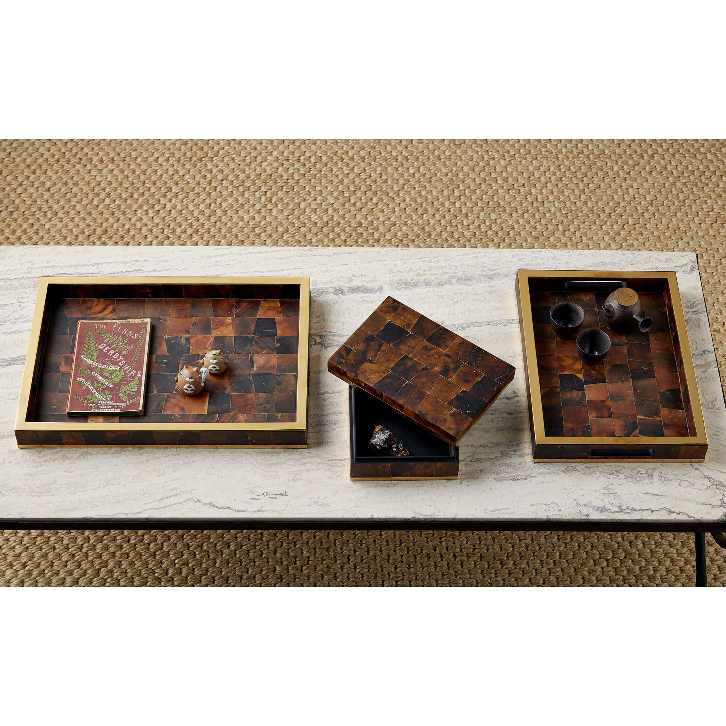 Casey Natural/Brass Trays, Set of 2