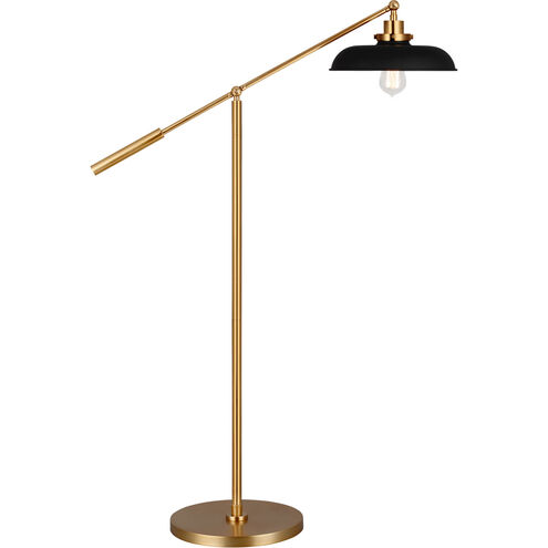 C&M by Chapman & Myers Wellfleet 46 inch 9 watt Midnight Black and Burnished Brass Floor Lamp Portable Light in Midnight Black / Burnished Brass