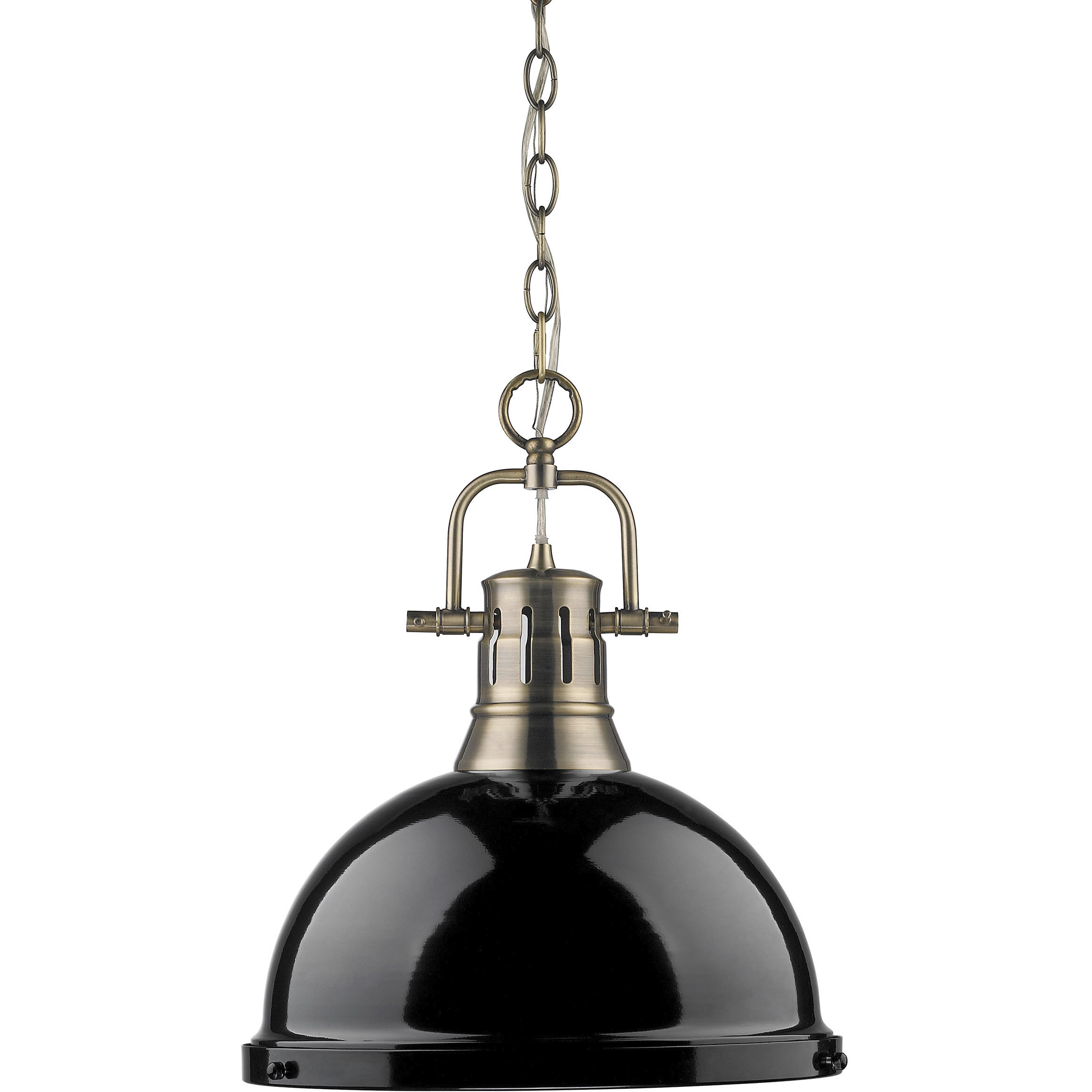 Yep Duncan 1 Light 14 inch Aged Brass Pendant Ceiling Light in Black