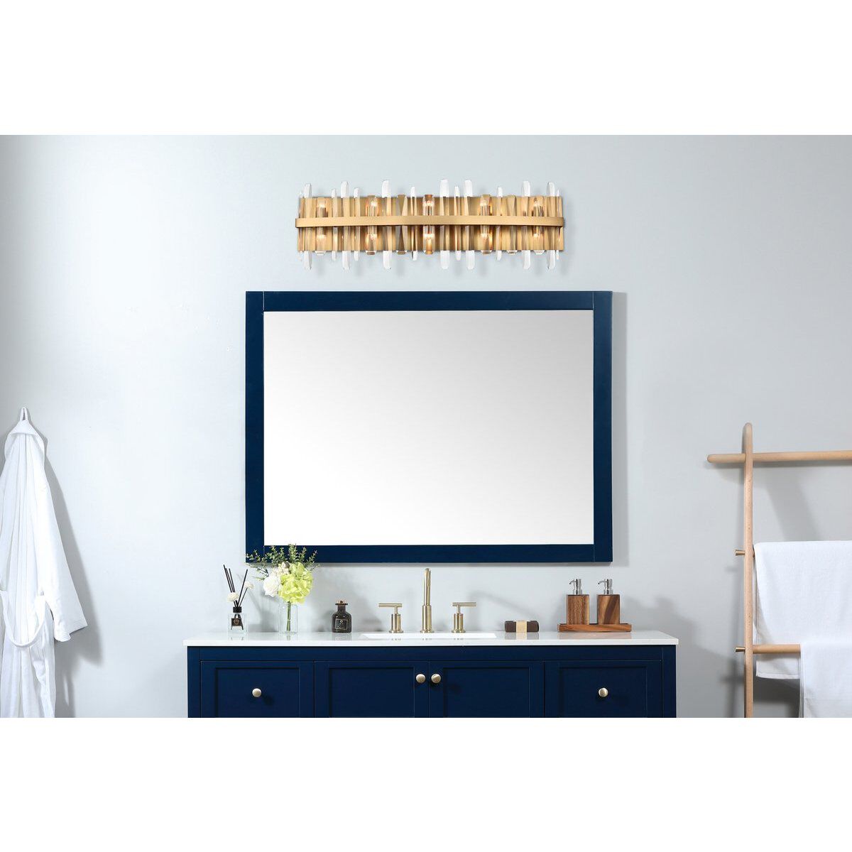 Serena 10 Light 36 inch Satin Gold Bath Sconce Wall Light 