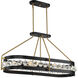Edina 6 Light 42 inch Black with Warm Brass Accents Linear Chandelier Ceiling Light, Oval