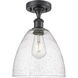 Edison Bristol Glass 1 Light 9 inch Matte Black Semi-Flush Mount Ceiling Light in Seedy Glass