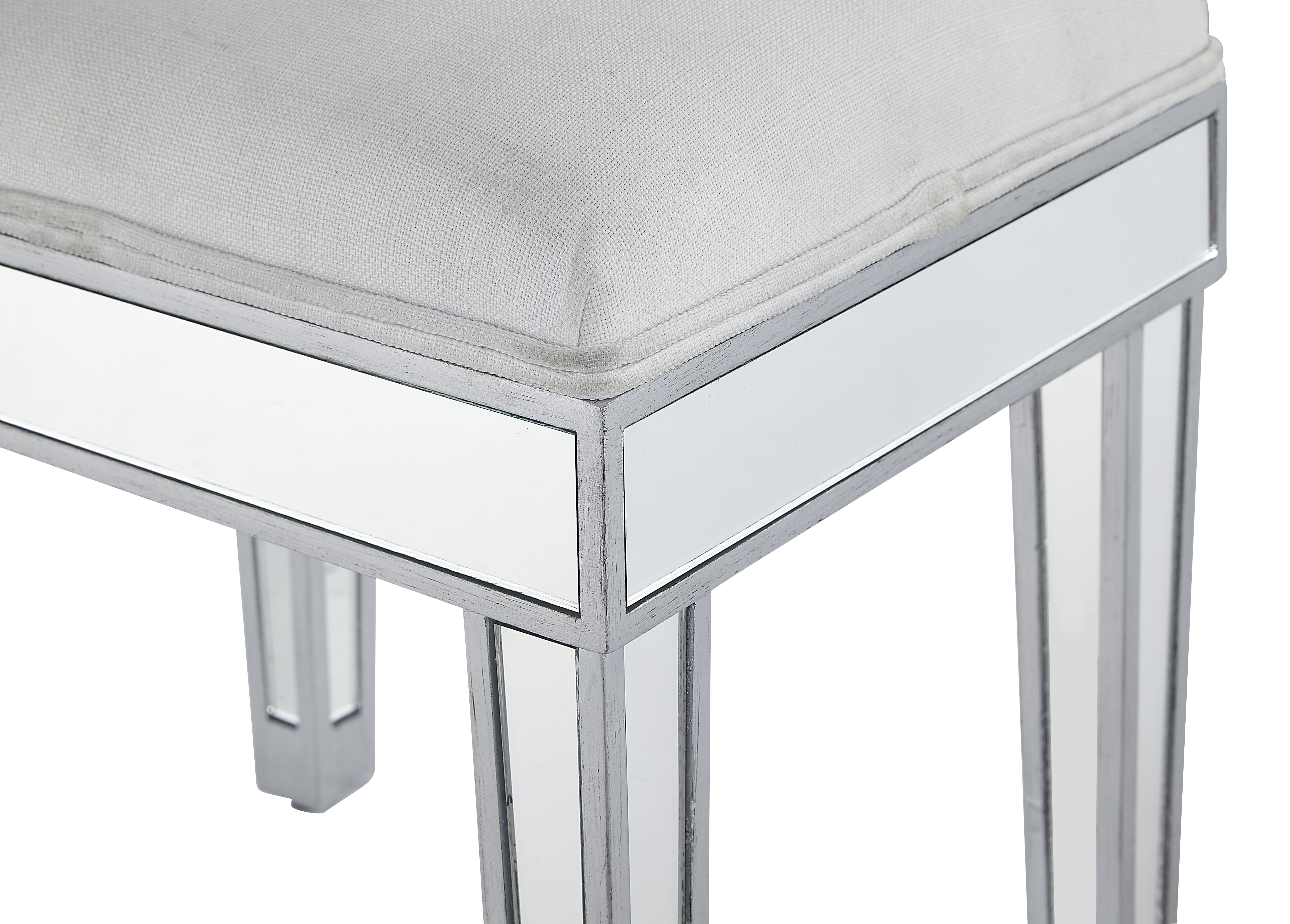 Reflexion 18 inch Antique Hand Rubbed Silver Dressing Stool