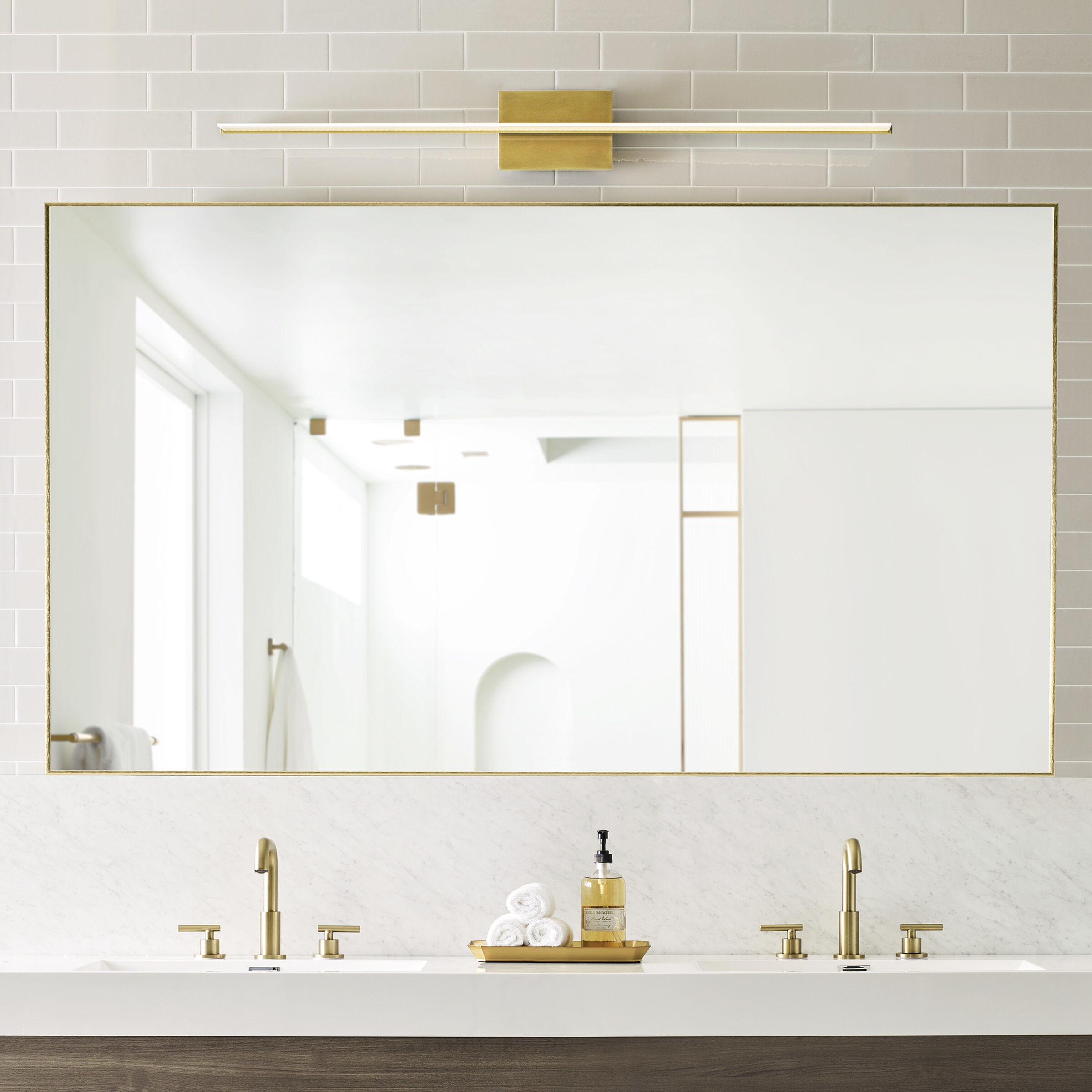 Sean Lavin Span LED 46.8 inch Plated Brass Bath Light Wall Light in LED 90 CRI 3000K 120V, Direct/Indirect, Integrated LED