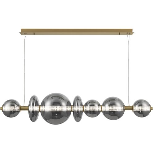 Atomo Linear Chandelier Ceiling Light in Gold, Smoke
