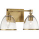 Wynnfrost 2 Light 15 inch Brushed Gold Vanity Wall Light
