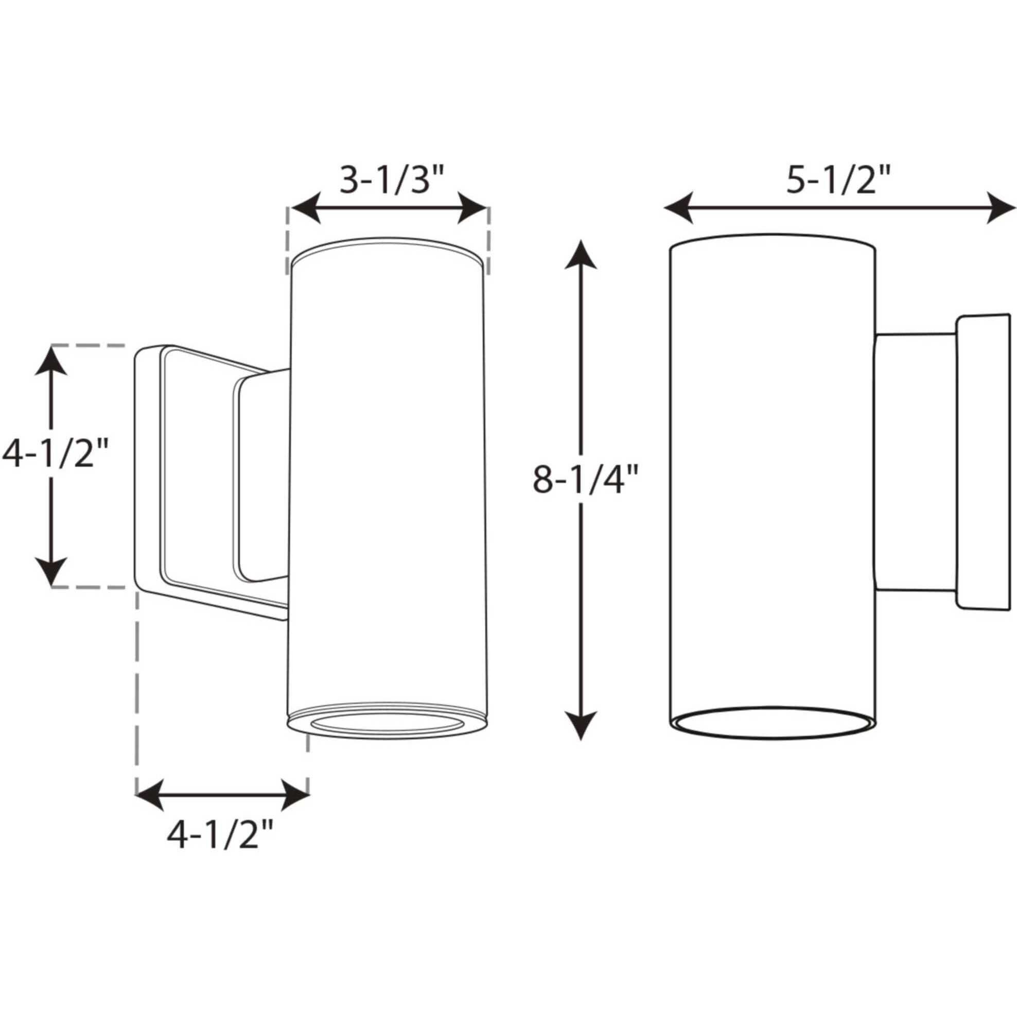 Cylinders Outdoor Wall Mount Up/Down Cylinder in White, Progress LED