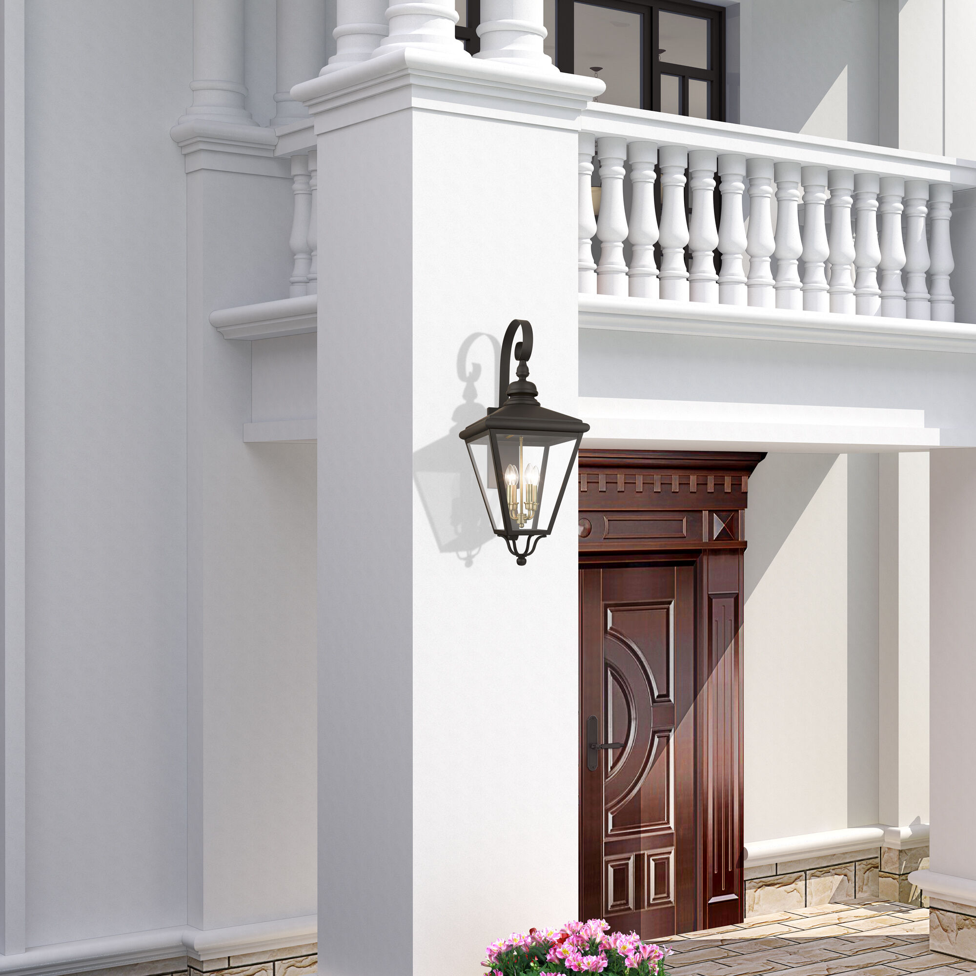 Adams 4 Light 14.25 inch Bronze with Antique Brass Finish Cluster Outdoor Extra Large Wall Lantern Wall Light