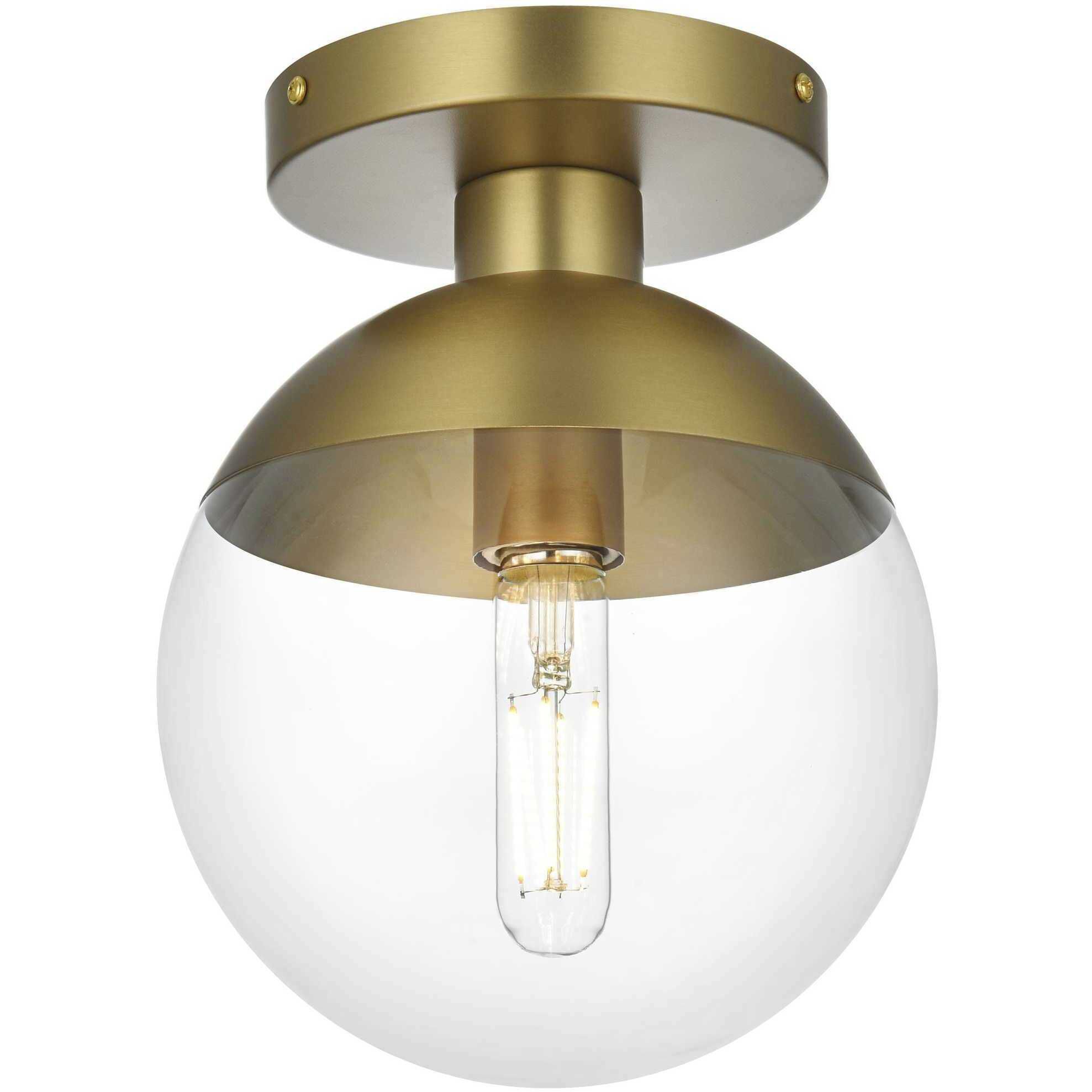 Eclipse 1 Light 8 inch Satin Gold Flush Mount Ceiling Light