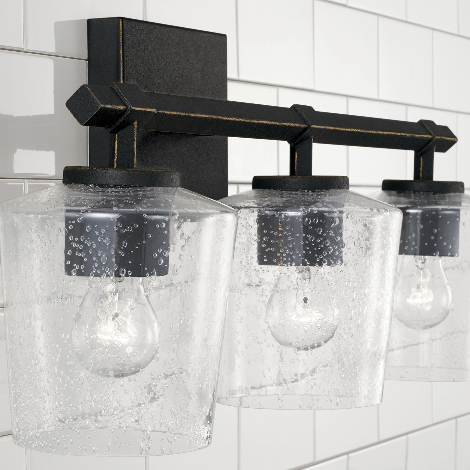 Ogden 3 Light 24 inch Brushed Black Iron Vanity Light Wall Light