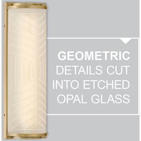 Lisa McDennon Devon LED 4.75 inch Lacquered Brass Bath Light Wall Light in Etched Opal, 20W, 2900K, Linear, Sconce