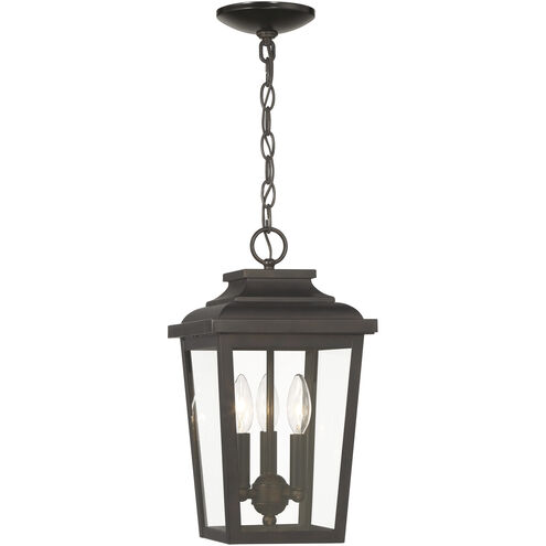 Great Outdoors Irvington Manor 3 Light 8.5 inch Chelesa Bronze Outdoor Chain Hung in Incandescent, Clear Glass