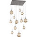 Gem LED Graphite Chandelier Ceiling Light, Square Multi-Port