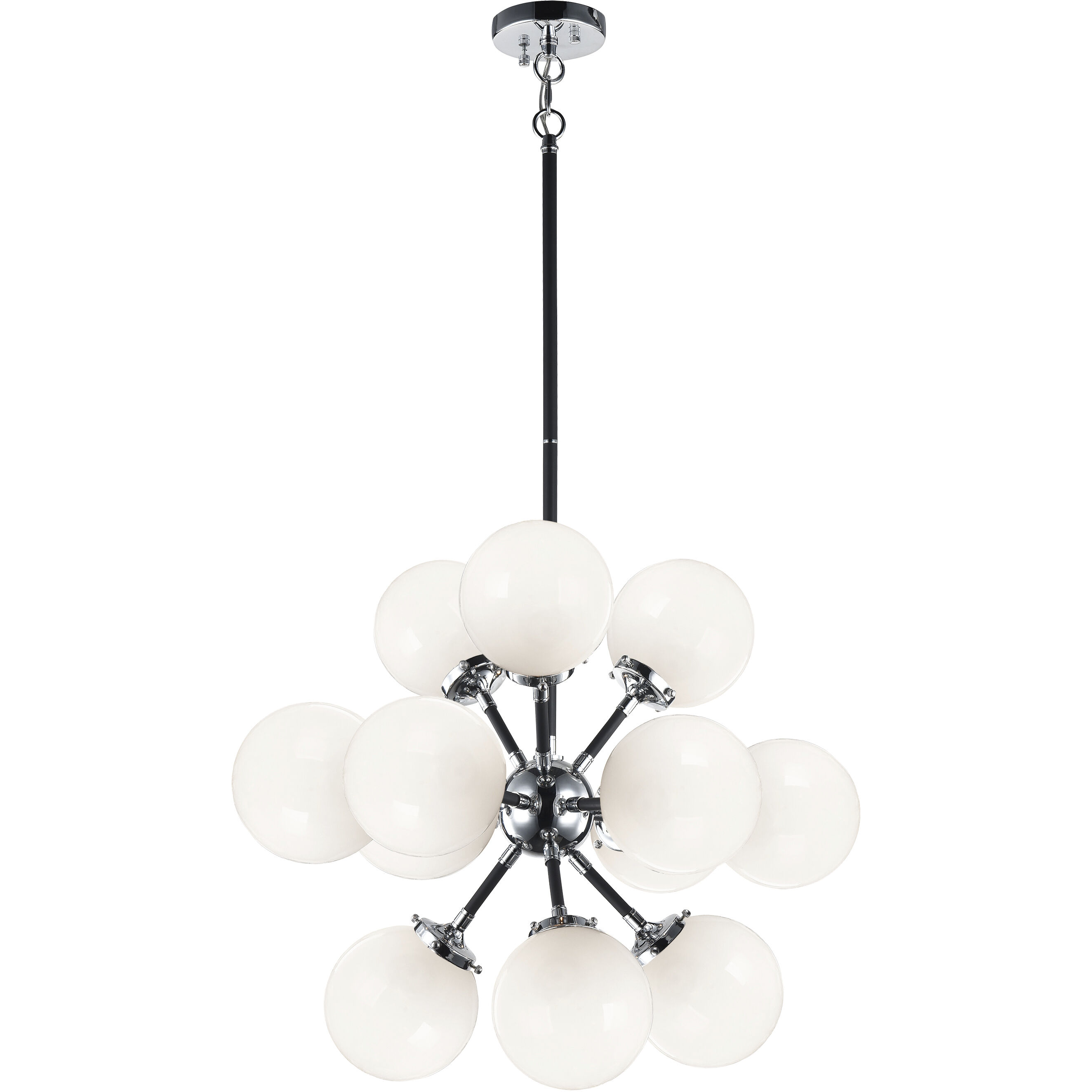 Soleil 12 Light 24.4 inch Chrome Chandelier Ceiling Light in Chrome and Opal Glass