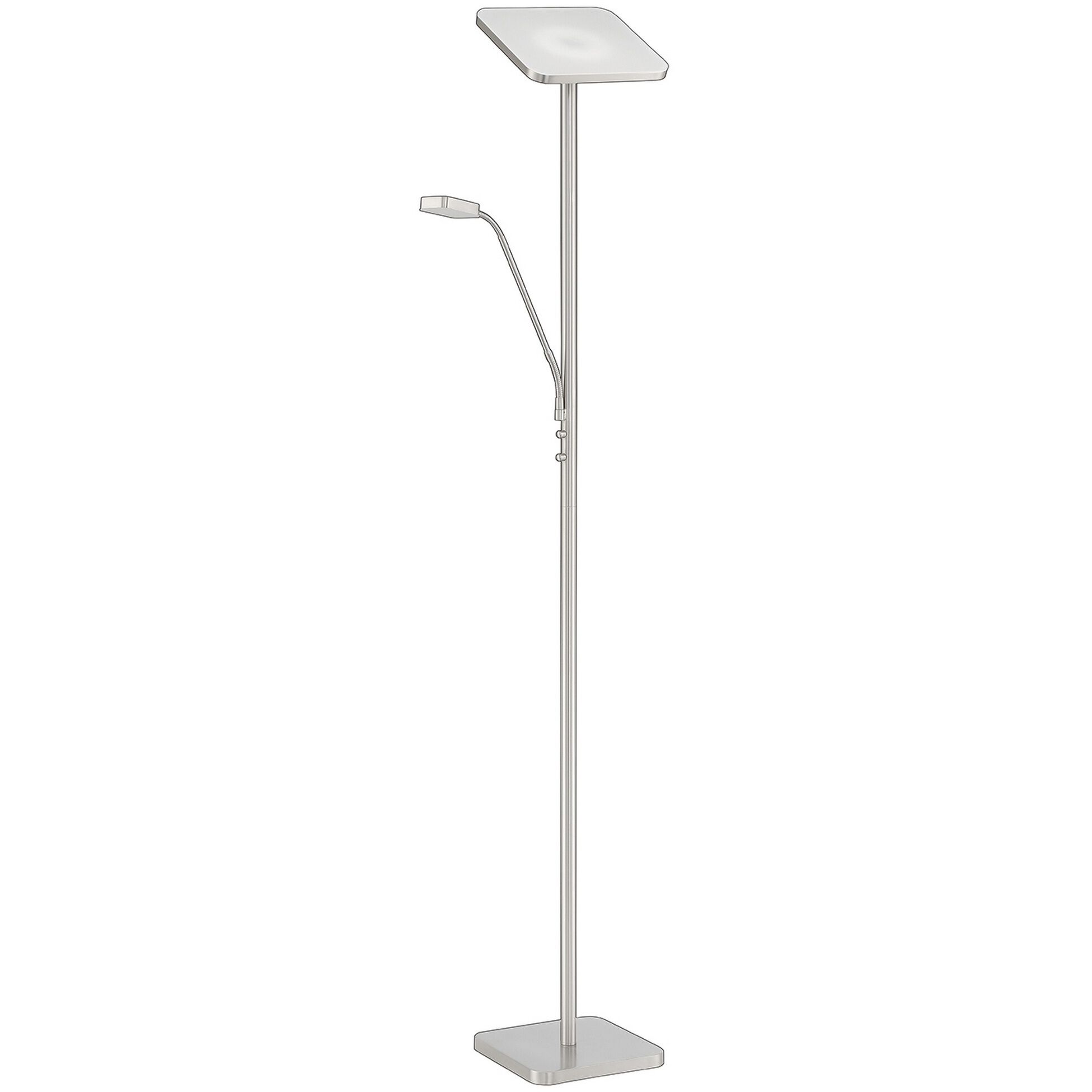 Ella 72 inch 30 watt Satin Nickel Torchiere with Reading Light Portable Light