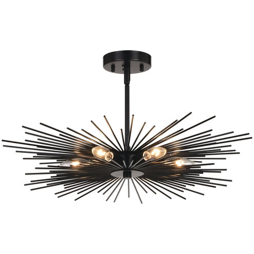 Nikko LED 24 inch Matte Black Semi-Flush Mount Ceiling Light in 6