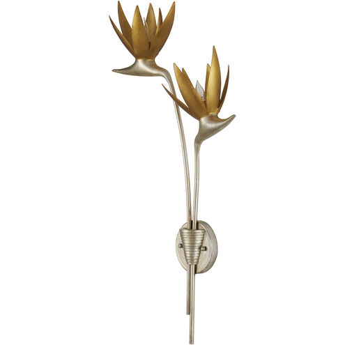 Paradiso 2 Light 16.5 inch Contemporary Silver Leaf and Gold Leaf Wall Sconce Wall Light, Left