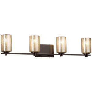 Fusion 4 Light 36 inch Vanity Light Wall Light in Brushed Nickel, Caramel, Rectangle, Incandescent