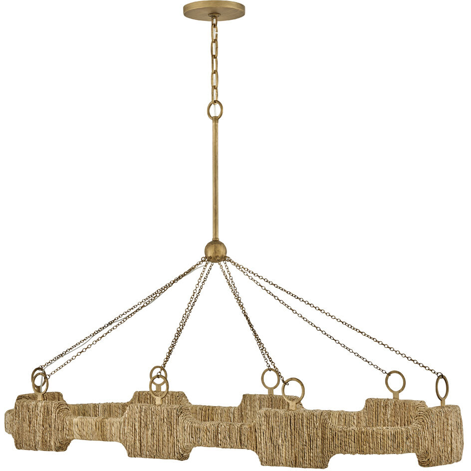 Raffi LED 52 inch Burnished Gold Chandelier Ceiling Light, Linear & Oval